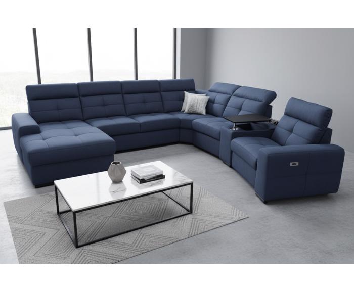 Fotogalerie Velká rohová sedací souprava do U s elektrickým křeslem Kanton - výběr potahů