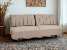 Fotogalerie Rozkládací pohovka na každodenní spaní s úložným prostorem 140 x 200 cm - Lunaro - tmavě béžová