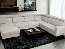 Fotogalerie Moderní rohová rozkládací sedací souprava do U s úložným prostorem - Madeira - slonová kost