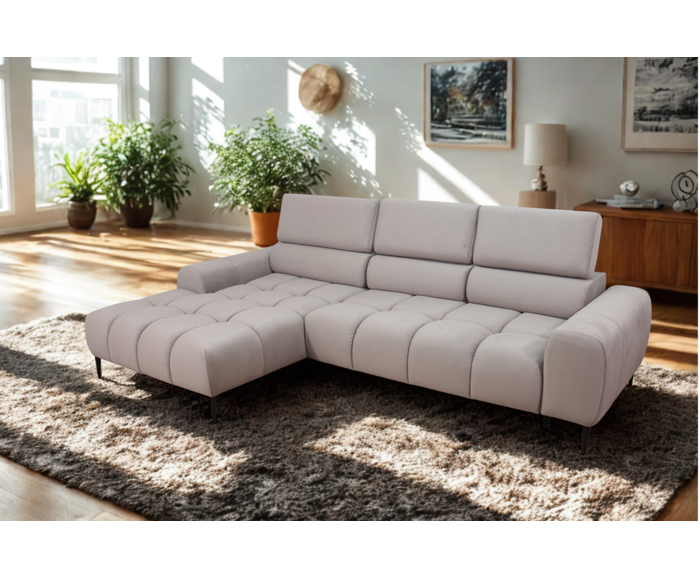 Moderní rohová sedací souprava Elektric s elektrickým rozkladem - béžová