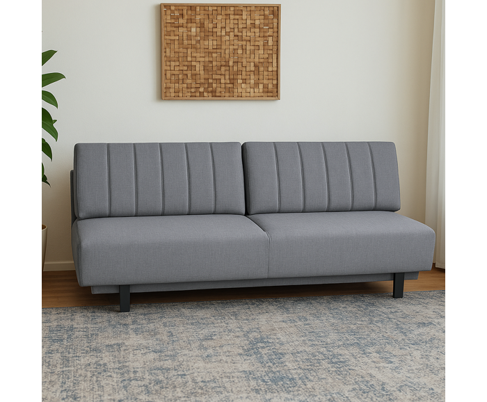 Fotogalerie Rozkládací pohovka na každodenní spaní s úložným prostorem 140 x 200 cm - Lunaro - šedá