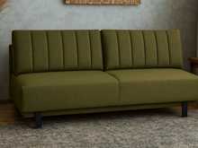 Fotogalerie Rozkládací pohovka na každodenní spaní s úložným prostorem 140 x 200 cm - Lunaro - olivová