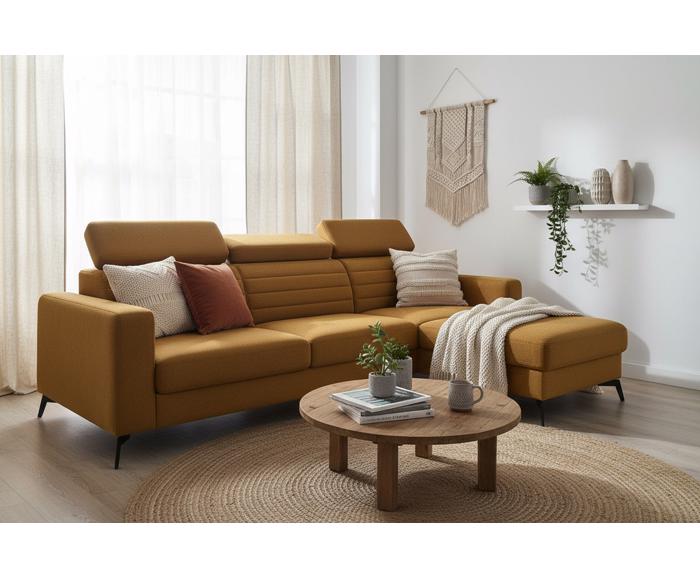 Fotogalerie Sedací souprava Madeira do L - potahy Monolith a Castel (S2FL + OTOR)