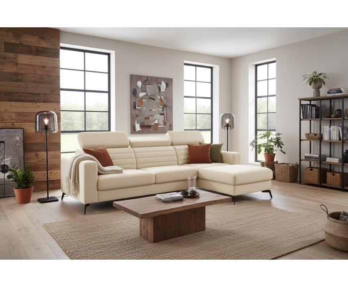 Fotogalerie Sedací souprava Madeira do L - potahy Monolith a Castel (S2FL + OTOR)