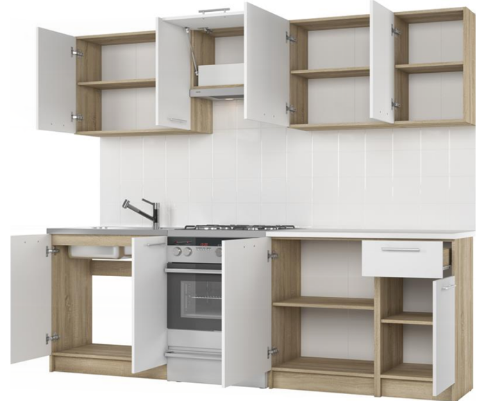 Fotogalerie Kuchyňská linka Daria 240 cm, dub sonoma/ bílá