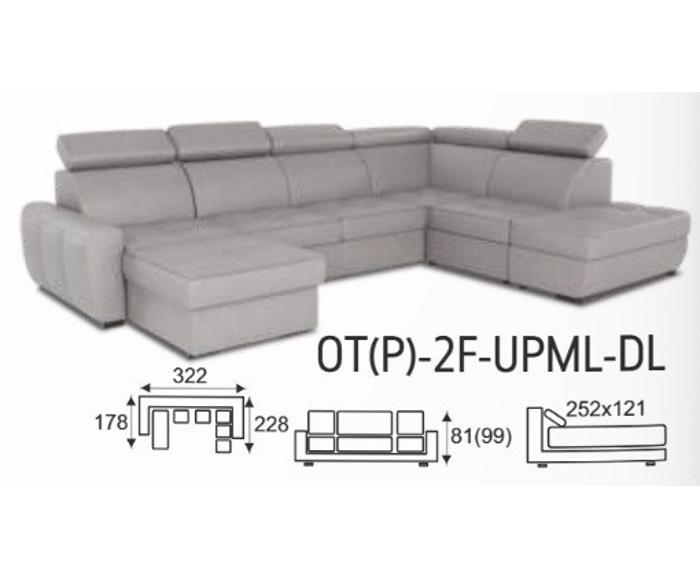 Fotogalerie Sedací souprava Nevada ve tvaru U - OT(P)-2(F)-UPML-DL - Scala 57 hnědá