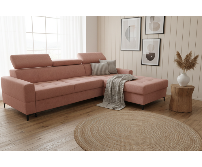 Fotogalerie Rohová sedací souprava Metrix I XXL HR pěna - růžová