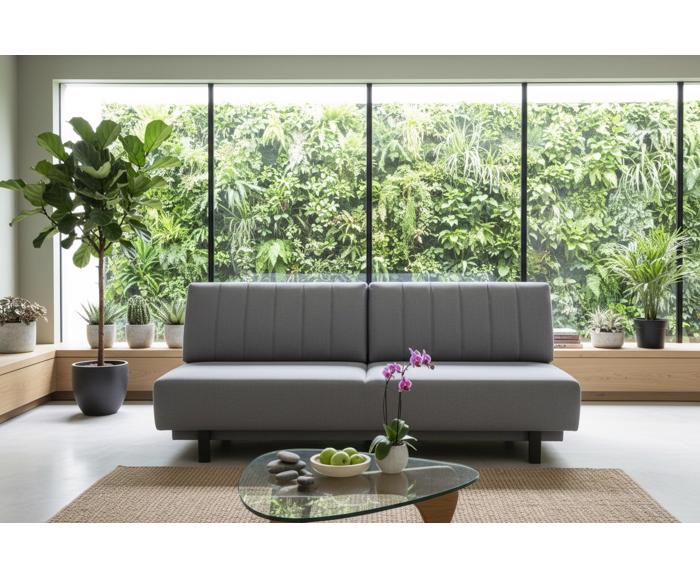 Fotogalerie Rozkládací pohovka na každodenní spaní s úložným prostorem 140 x 200 cm - Lunaro - šedá