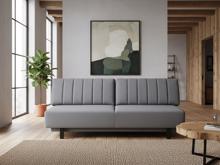 Fotogalerie Rozkládací pohovka na každodenní spaní s úložným prostorem 140 x 200 cm - Lunaro - šedá