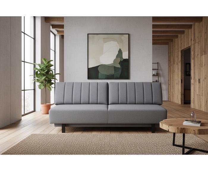 Fotogalerie Rozkládací pohovka na každodenní spaní s úložným prostorem 140 x 200 cm - Lunaro - šedá
