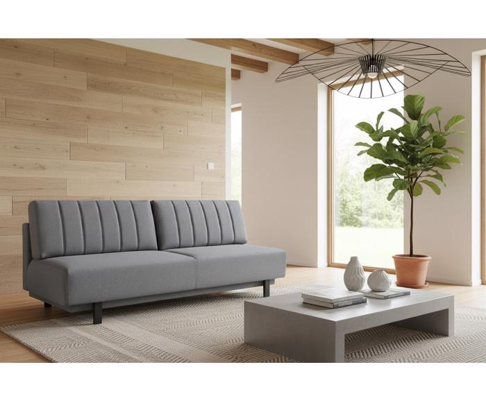 Fotogalerie Rozkládací pohovka na každodenní spaní s úložným prostorem 140 x 200 cm - Lunaro - šedá