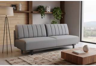 Rozkládací pohovka na každodenní spaní s úložným prostorem 140 x 200 cm - Lunaro - šedá