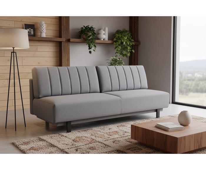 Fotogalerie Rozkládací pohovka na každodenní spaní s úložným prostorem 140 x 200 cm - Lunaro - šedá