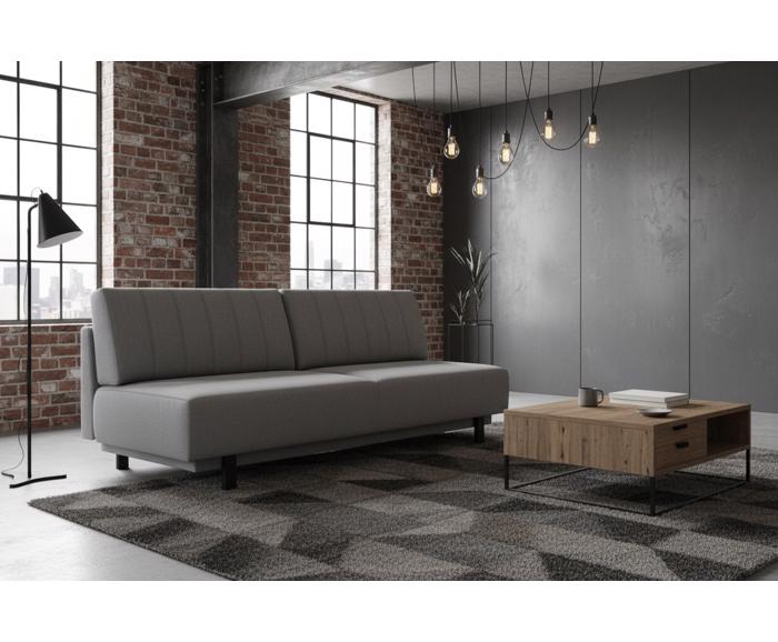 Fotogalerie Rozkládací pohovka na každodenní spaní s úložným prostorem 140 x 200 cm - Lunaro - šedá