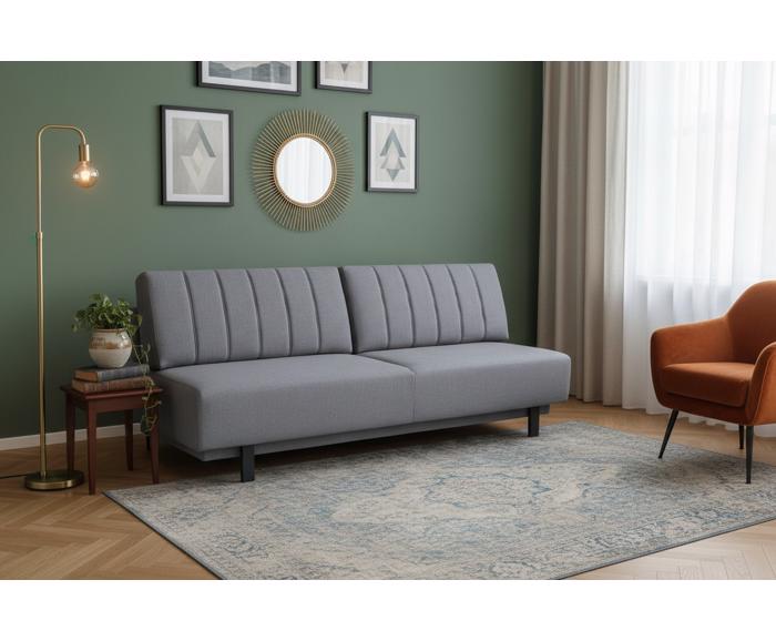 Fotogalerie Rozkládací pohovka na každodenní spaní s úložným prostorem 140 x 200 cm - Lunaro - šedá