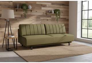 Rozkládací pohovka na každodenní spaní s úložným prostorem 140 x 200 cm - Lunaro - olivová