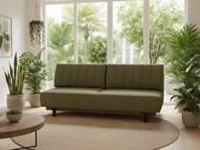 Fotogalerie Rozkládací pohovka na každodenní spaní s úložným prostorem 140 x 200 cm - Lunaro - olivová