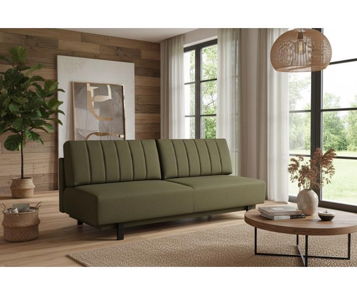 Fotogalerie Rozkládací pohovka na každodenní spaní s úložným prostorem 140 x 200 cm - Lunaro - olivová