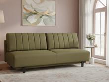 Fotogalerie Rozkládací pohovka na každodenní spaní s úložným prostorem 140 x 200 cm - Lunaro - olivová