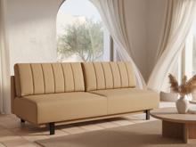 Fotogalerie Rozkládací pohovka na každodenní spaní s úložným prostorem 140 x 200 cm - Lunaro - tmavě béžová