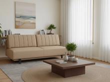 Fotogalerie Rozkládací pohovka na každodenní spaní s úložným prostorem 140 x 200 cm - Lunaro - tmavě béžová