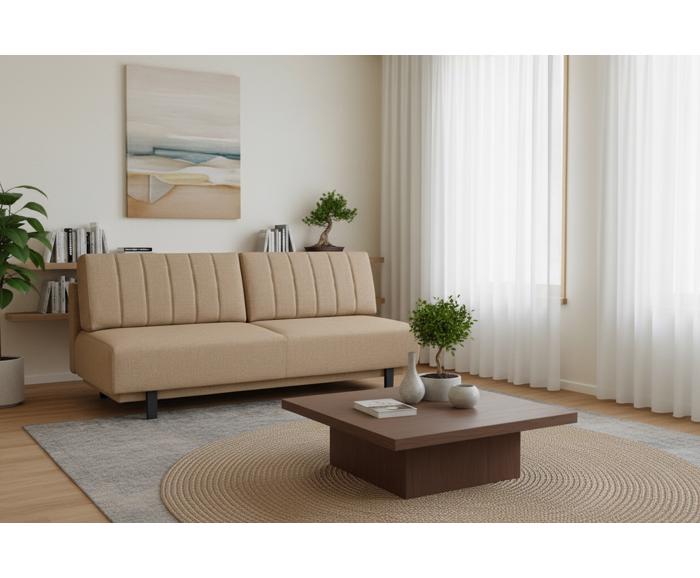 Fotogalerie Rozkládací pohovka na každodenní spaní s úložným prostorem 140 x 200 cm - Lunaro - tmavě béžová