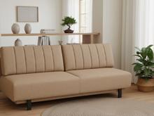 Fotogalerie Rozkládací pohovka na každodenní spaní s úložným prostorem 140 x 200 cm - Lunaro - tmavě béžová