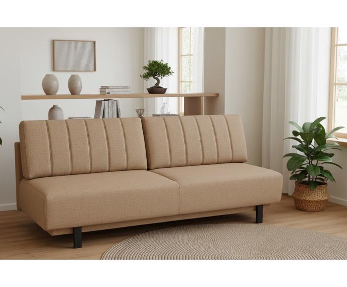 Fotogalerie Rozkládací pohovka na každodenní spaní s úložným prostorem 140 x 200 cm - Lunaro - tmavě béžová