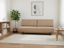 Fotogalerie Rozkládací pohovka na každodenní spaní s úložným prostorem 140 x 200 cm - Lunaro - tmavě béžová