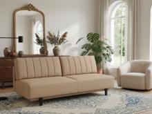 Fotogalerie Rozkládací pohovka na každodenní spaní s úložným prostorem 140 x 200 cm - Lunaro - tmavě béžová