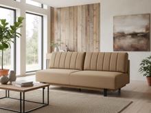 Fotogalerie Rozkládací pohovka na každodenní spaní s úložným prostorem 140 x 200 cm - Lunaro - tmavě béžová