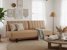 Fotogalerie Rozkládací pohovka na každodenní spaní s úložným prostorem 140 x 200 cm - Lunaro - tmavě béžová