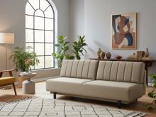 Fotogalerie Rozkládací pohovka na každodenní spaní s úložným prostorem 140 x 200 cm - Lunaro - tmavě béžová