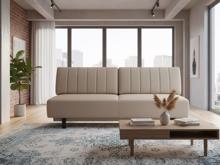 Fotogalerie Rozkládací pohovka na každodenní spaní s úložným prostorem 140 x 200 cm - Lunaro - tmavě béžová