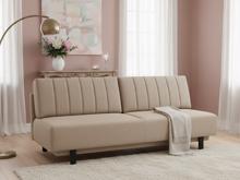 Fotogalerie Rozkládací pohovka na každodenní spaní s úložným prostorem 140 x 200 cm - Lunaro - tmavě béžová