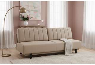 Rozkládací pohovka na každodenní spaní s úložným prostorem 140 x 200 cm - Lunaro - tmavě béžová