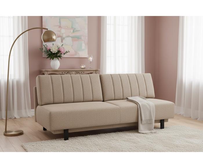 Fotogalerie Rozkládací pohovka na každodenní spaní s úložným prostorem 140 x 200 cm - Lunaro - tmavě béžová