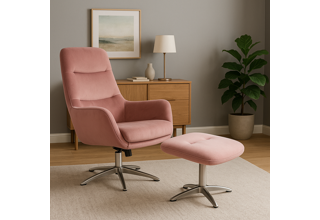 Relaxační křeslo s podnožkou NIXON – antická růžová