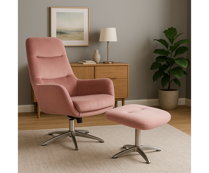 Fotogalerie Relaxační křeslo s podnožkou NIXON – antická růžová