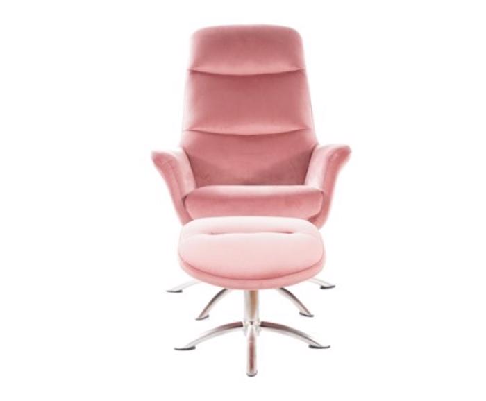 Fotogalerie Relaxační křeslo s podnožkou NIXON – antická růžová