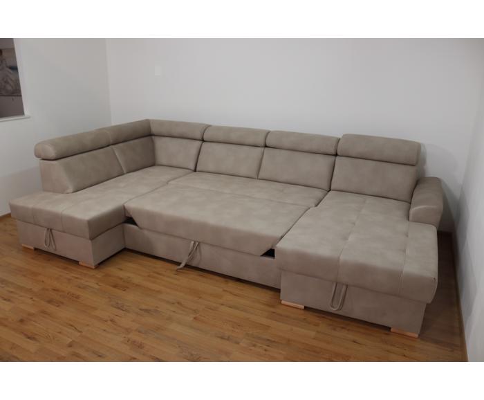 Rohová rozkládací sedací souprava do U - Aviro - Béžová - Levá