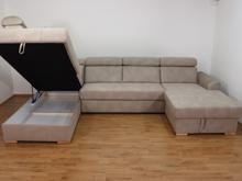 Fotogalerie Rohová rozkládací sedací souprava do U - Aviro - Béžová - Levá 