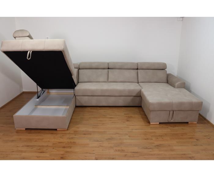Rohová rozkládací sedací souprava do U - Aviro - Béžová - Levá