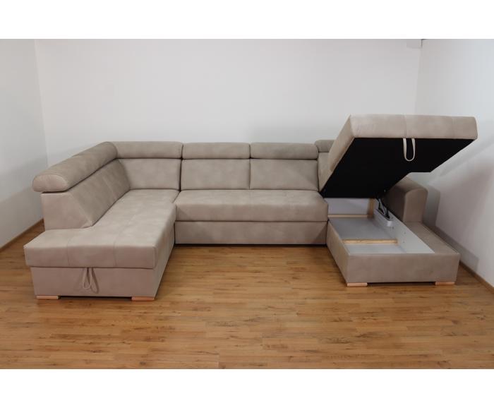 Rohová rozkládací sedací souprava do U - Aviro - Béžová - Levá