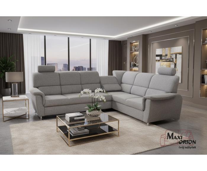 Fotogalerie Rohová rozkládací sedací souprava s úložným prostorem a posuvnou funkcí relax Demo pravá - Světle šedá 