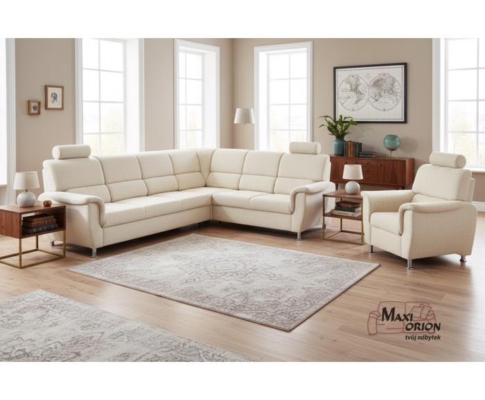 K sedací soupravě Demo lze doobjednat také křeslo a taburet Demo – ukázková sestava