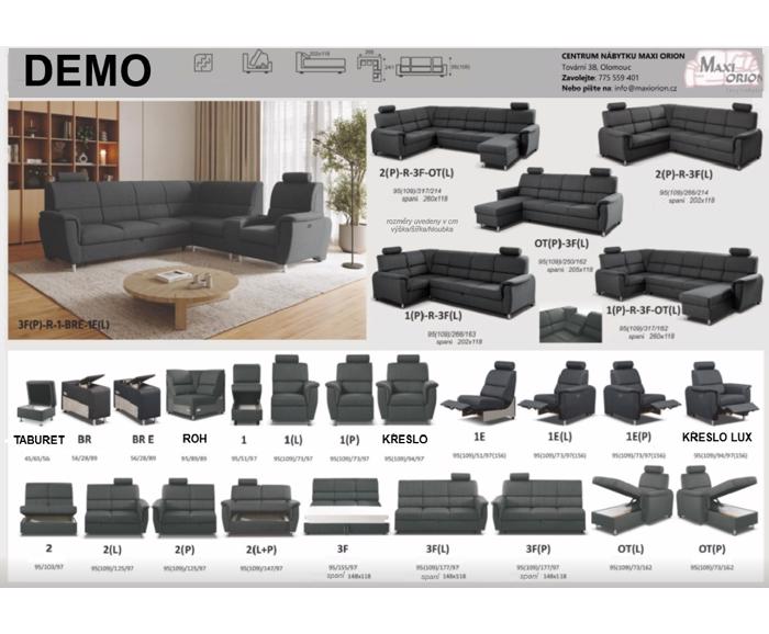 Fotogalerie Sedací souprava Demo s elektrickým relaxačním křeslem Demo LUX