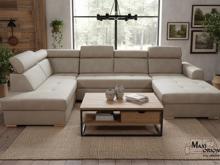 Fotogalerie Rohová rozkládací sedací souprava do U - Aviro - Béžová - Levá 