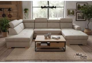 Rohová rozkládací sedací souprava do U - Aviro - Béžová - Levá