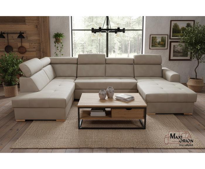 Rohová rozkládací sedací souprava do U - Aviro - Béžová - Levá